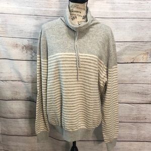 Michael Kors Cowl Neck Sweater Wool Cashmere Drawstring Striped Size XL
